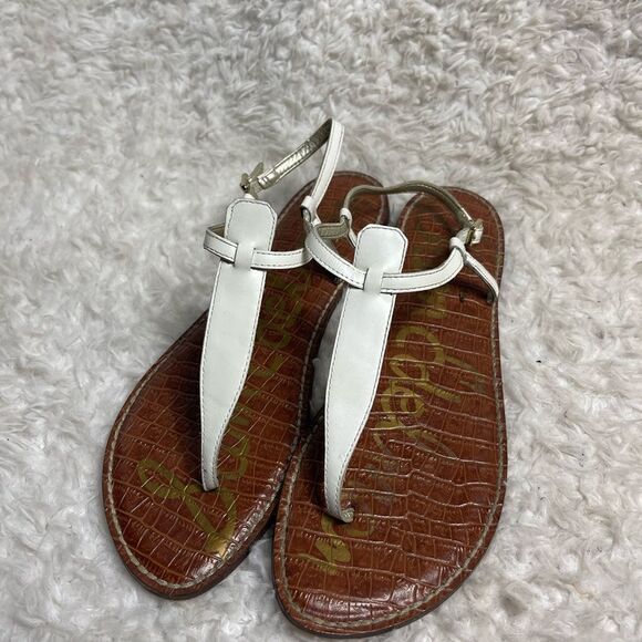 Sam Edelman Gigi leather white T strap thong sandals size 11M - Picture 1 of 8